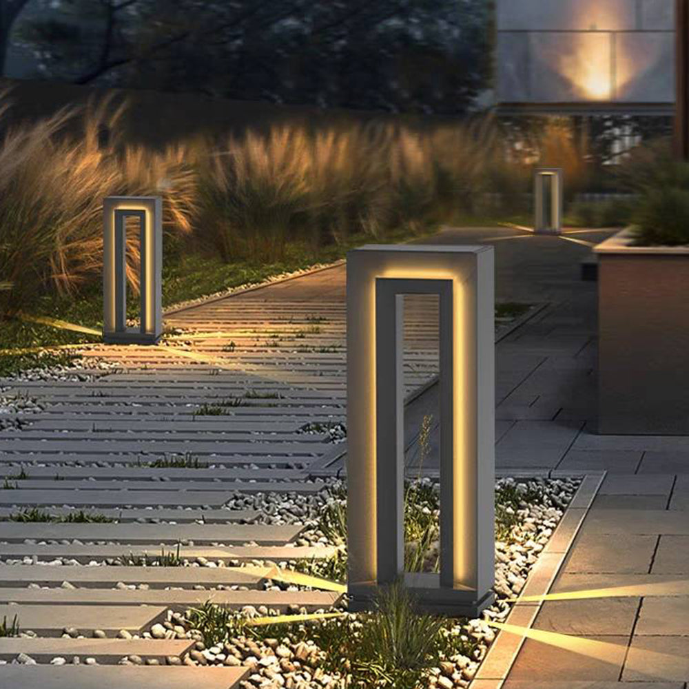 Ray Modern Metal Hollow Rectangular Solar Outdoor Path Light - Lamp Outdoor
