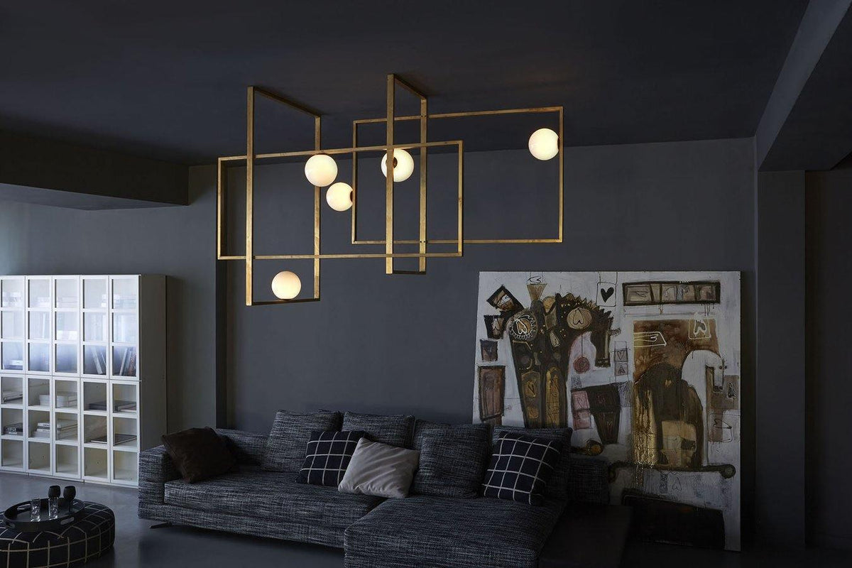 Veliiel Chandelier Mondrian Glass Brass Geometric Modern