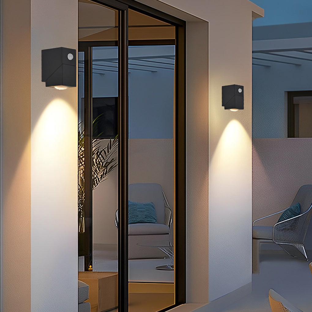 Adjustable Up and Down Light Motion Sensor Waterproof Black Wall Lamp - Lamp Outdoor
