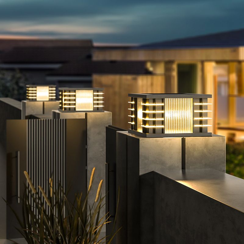 Ray Modern Square Metal Acrylic Glass Outdoor Solar Floor Lamps - Lamp Outdoor
