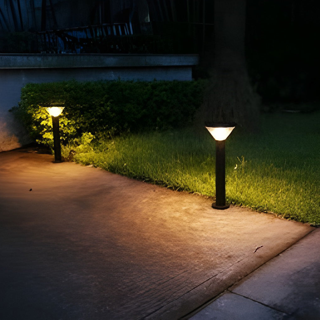 Contemporary Tapered Solar LED Pathway Light Black Cylindrical Outdoor Lighting - Lamp Outdoor