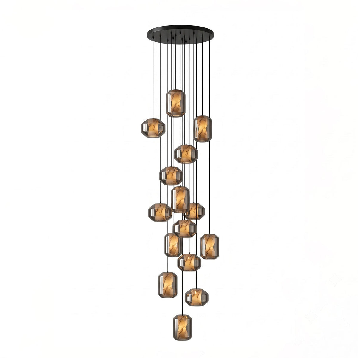 Yikia Alabaster Glass Cylinder Pendant Light