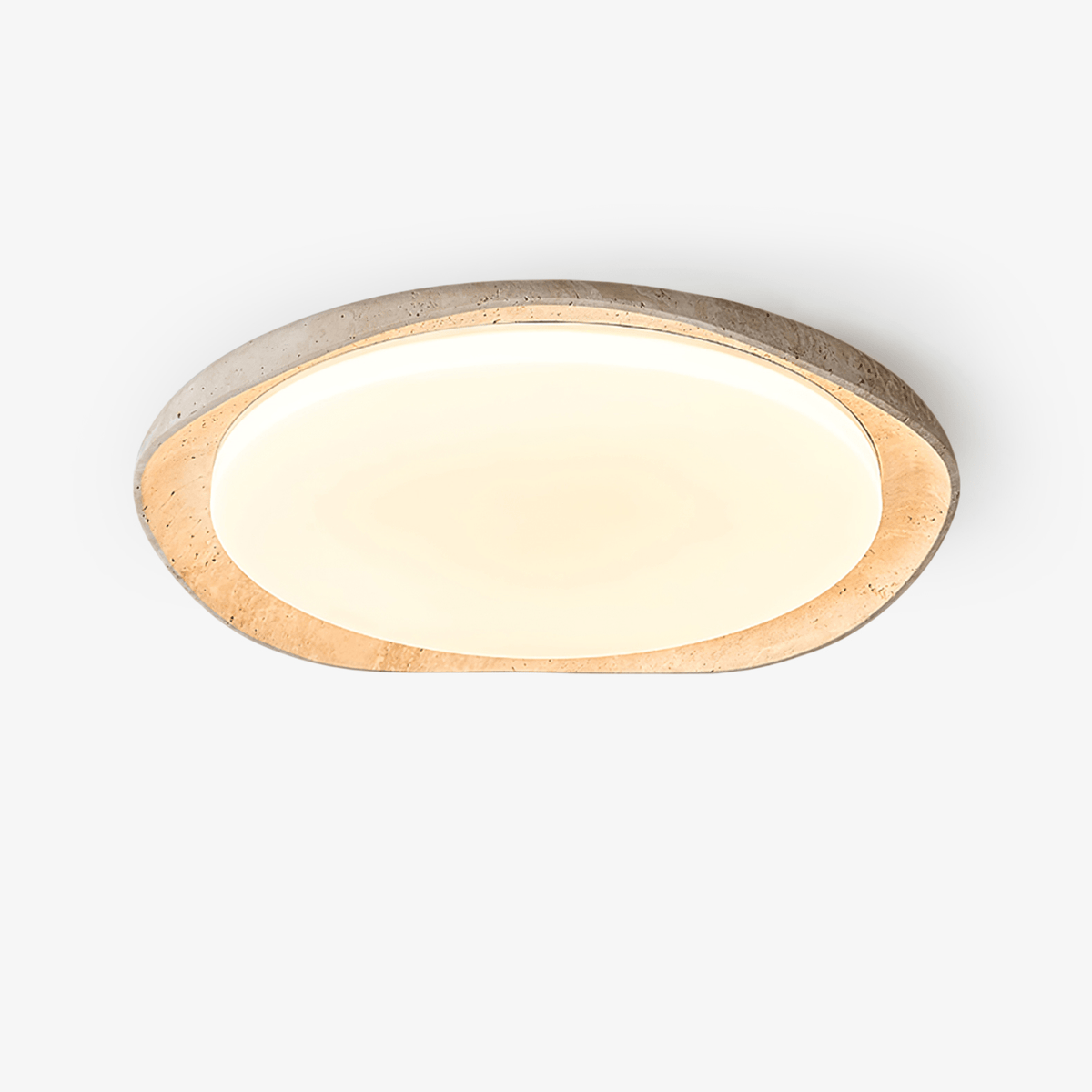 Adoros Rimmed-Circle Travertine Ceiling Light