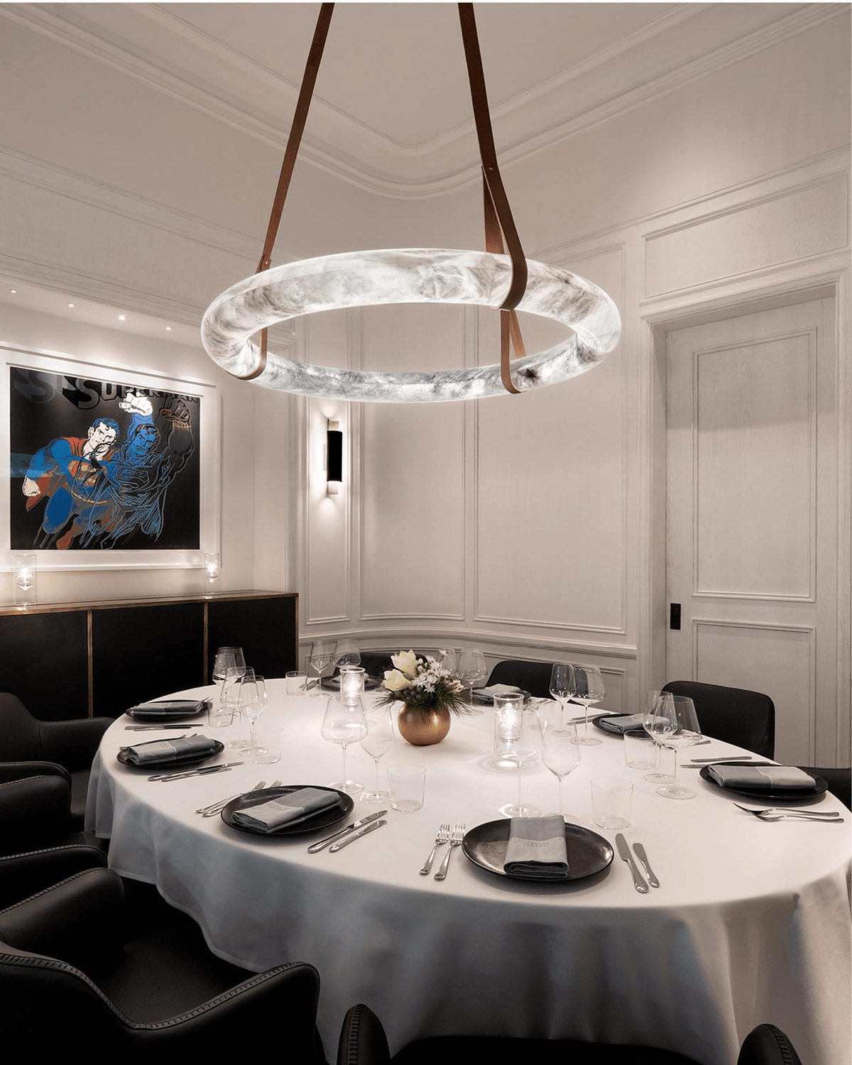 Lixor Alabaster Chandeliers Ring Leather Strap Version A