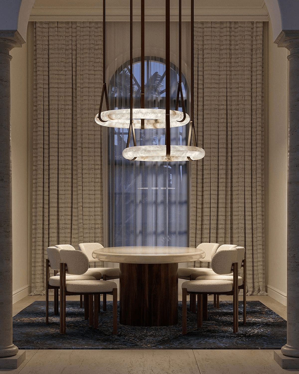 Tarys Alabaster Chandeliers Ring Leather Strap Version B