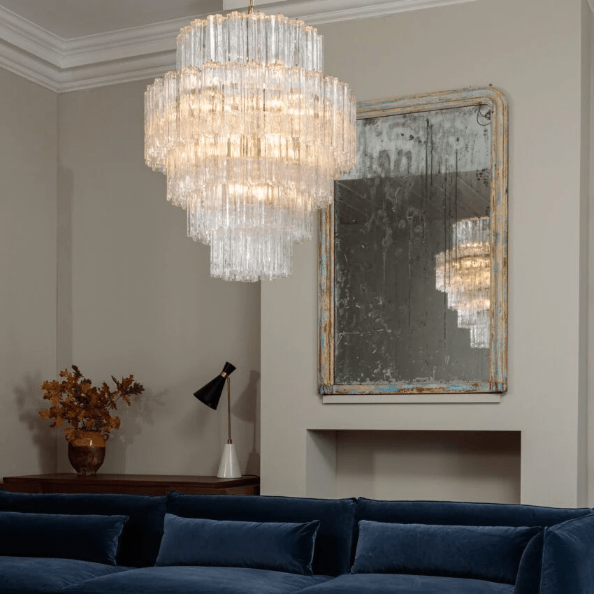 Eiraora Chandelier Pink Prism Glass Layered Elegant