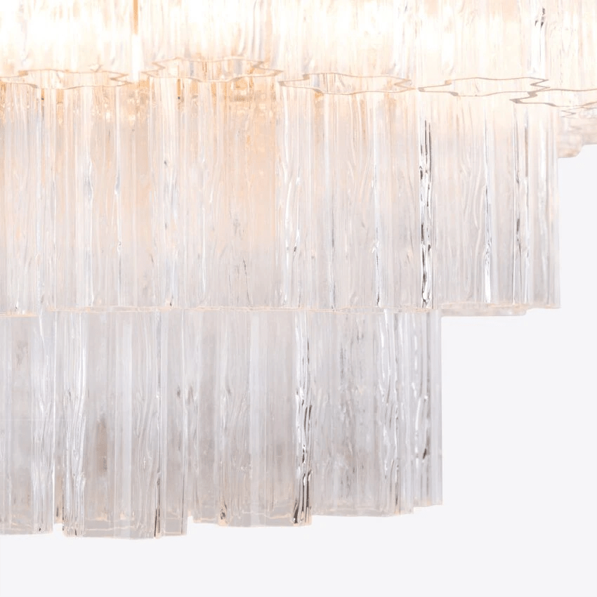 Eiranora Chandelier Five Tier Fluted Glass Tube Mid Century