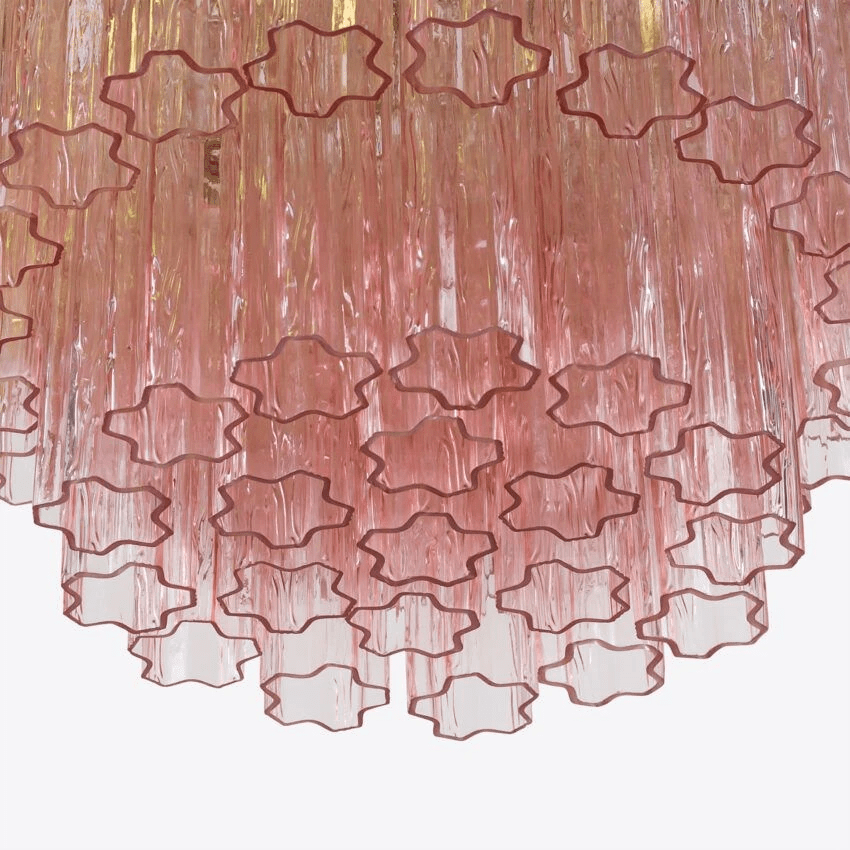 Eiranora Chandelier Five Tier Fluted Glass Tube Mid Century