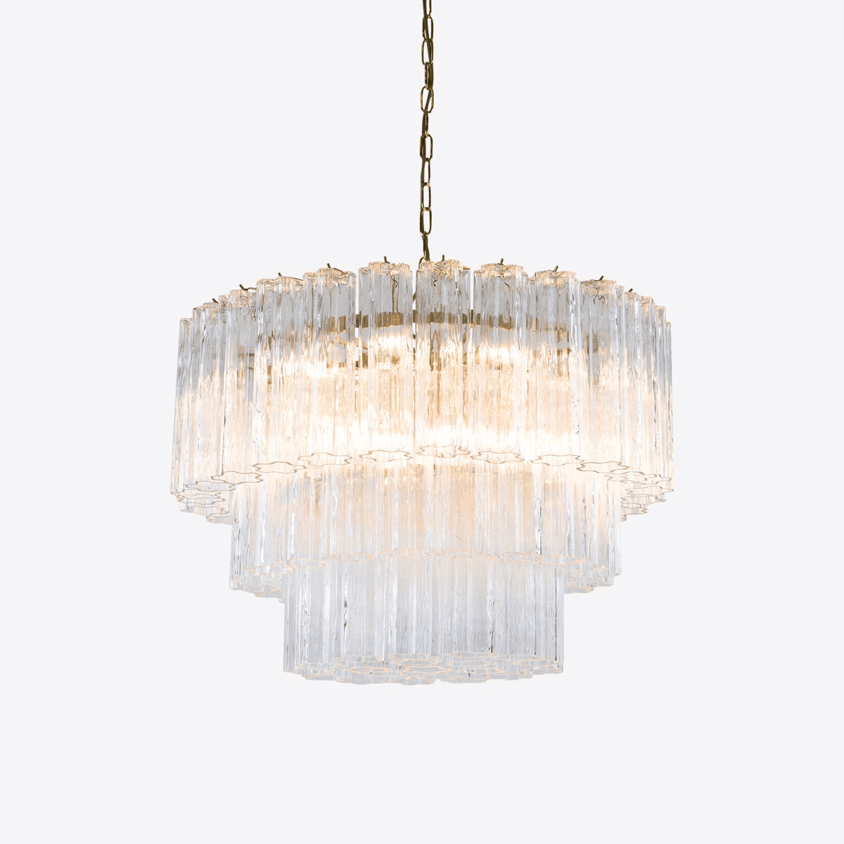 Eiranora Chandelier Five Tier Fluted Glass Tube Mid Century