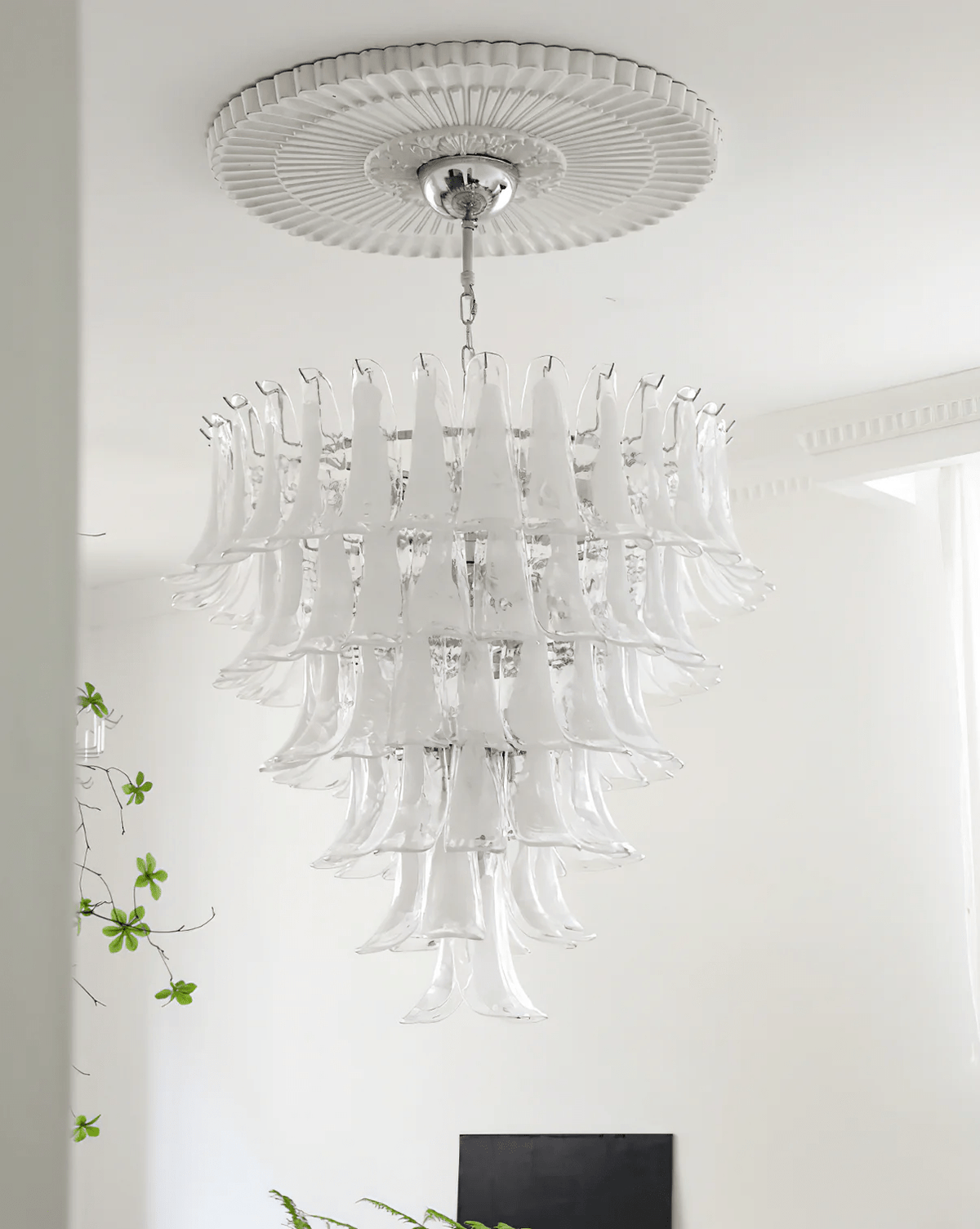 Celiian Chandelier Murano Glass Petals Vintage