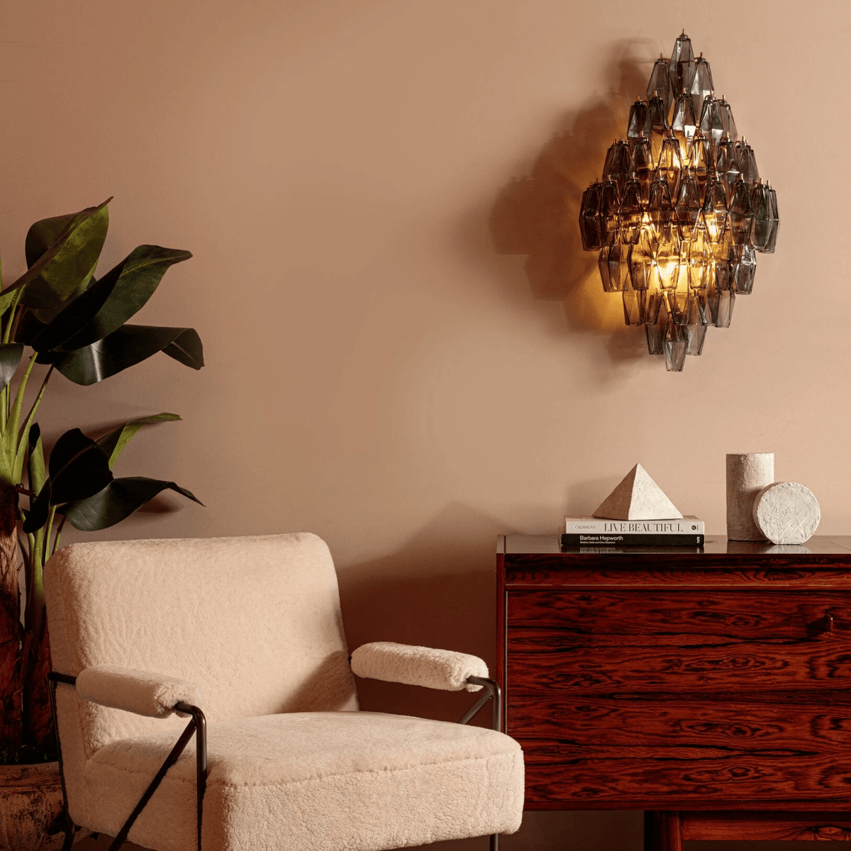 Zara Wall Light Amber Diamond Polyhedron Vintage