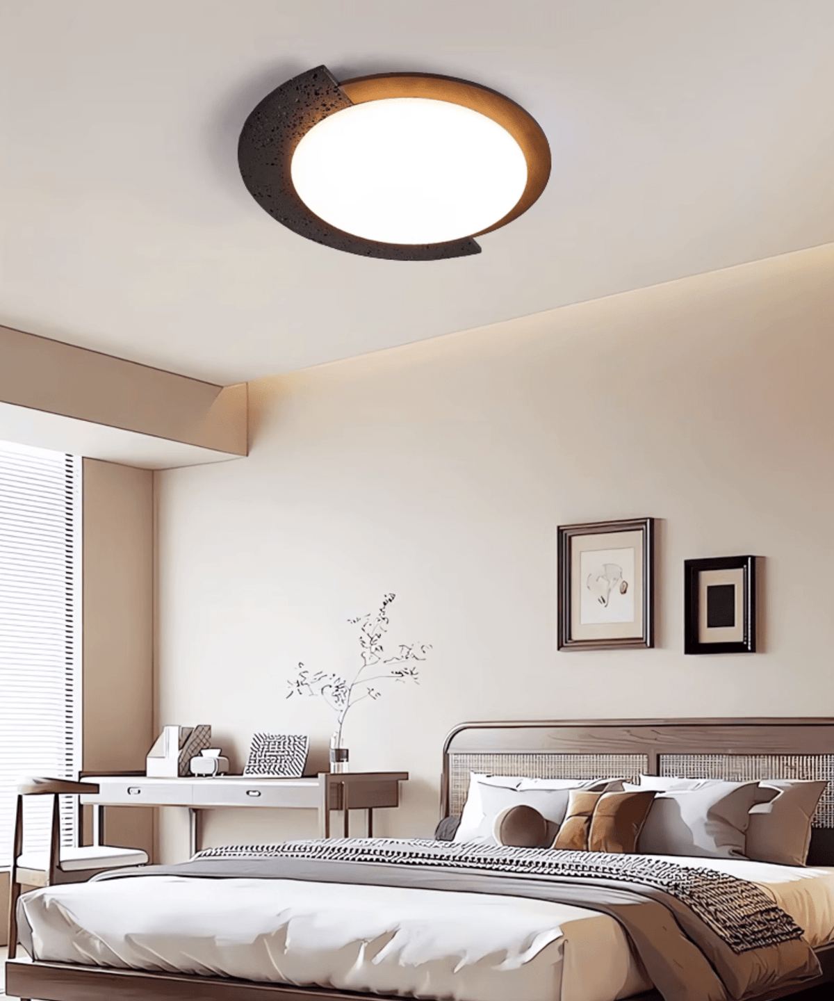 Taveira Asymmetrical Black Travertine Ceiling Light