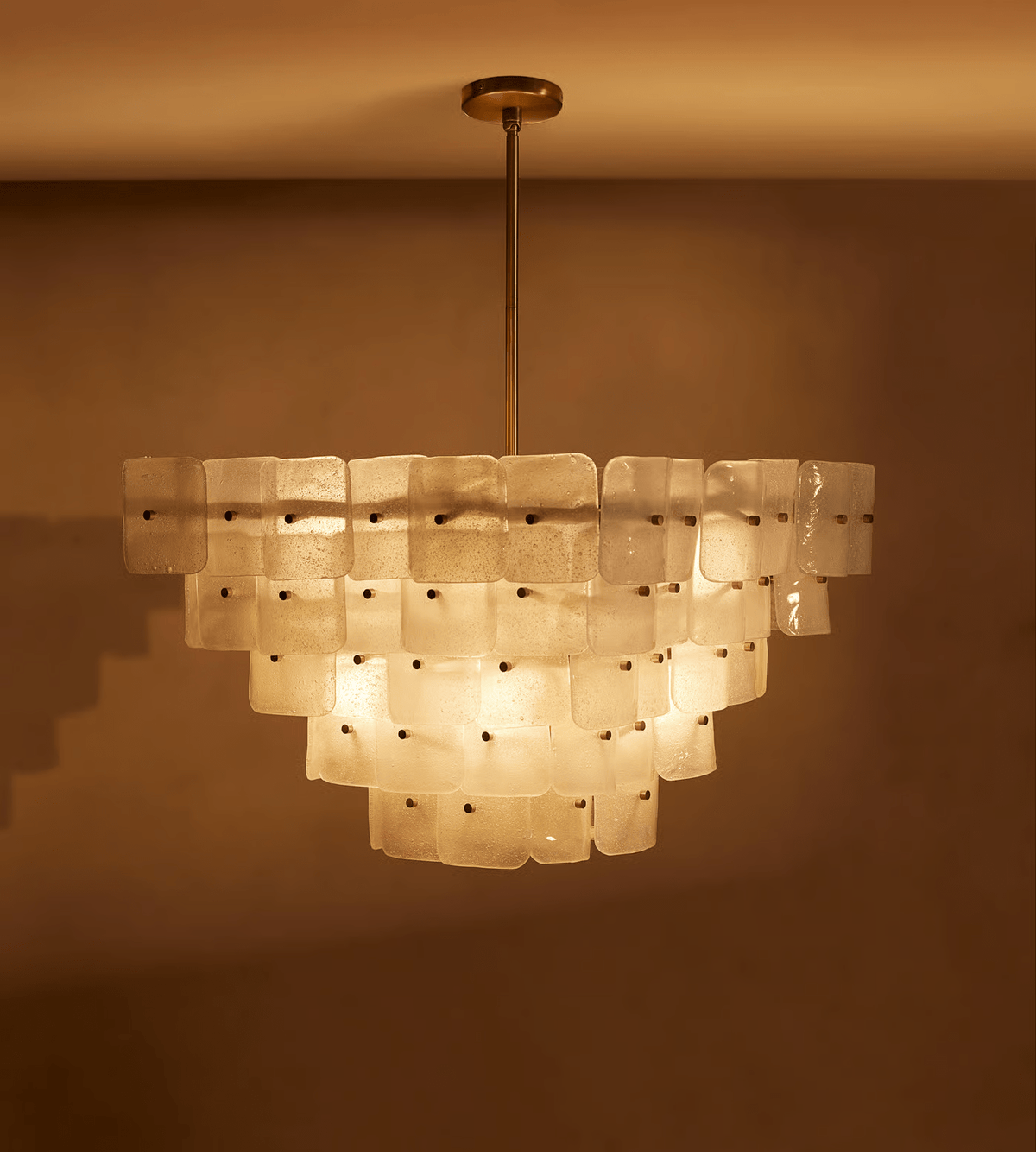 Eiriora Chandelier White Frosted Glass Geometric Tiered