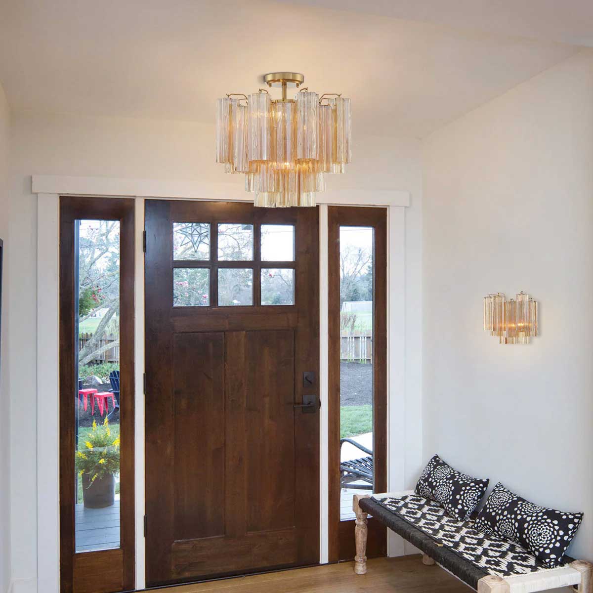 Eirerise Ceiling Lamp Clear Murano Glass Tubular Handblown