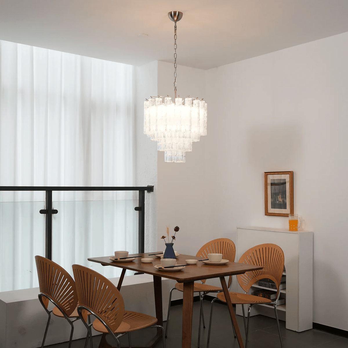 Veliella Chandelier Murano Glass Tiered Cascading Waves