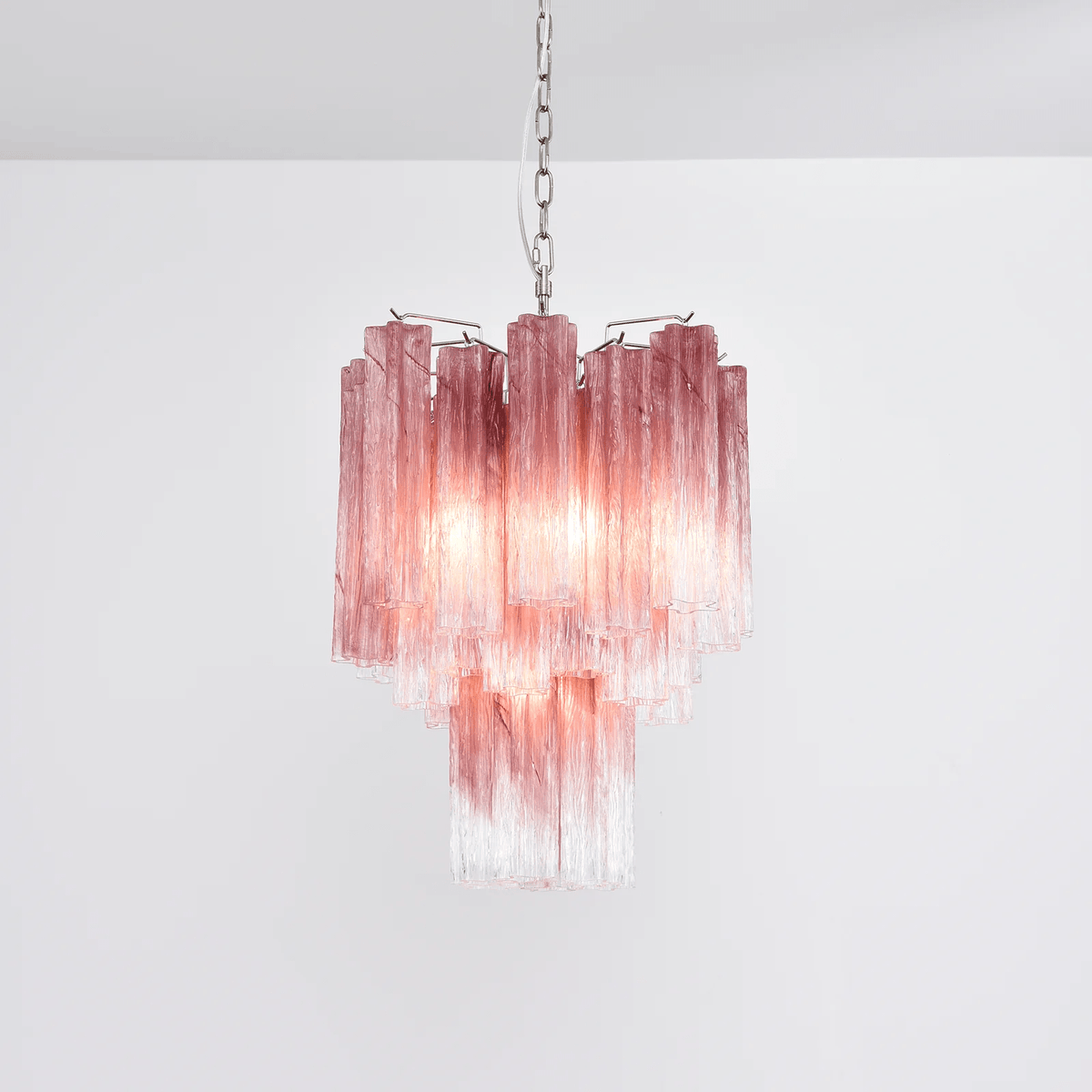Veluora Chandelier Rose Gradient Murano Glass Tiered