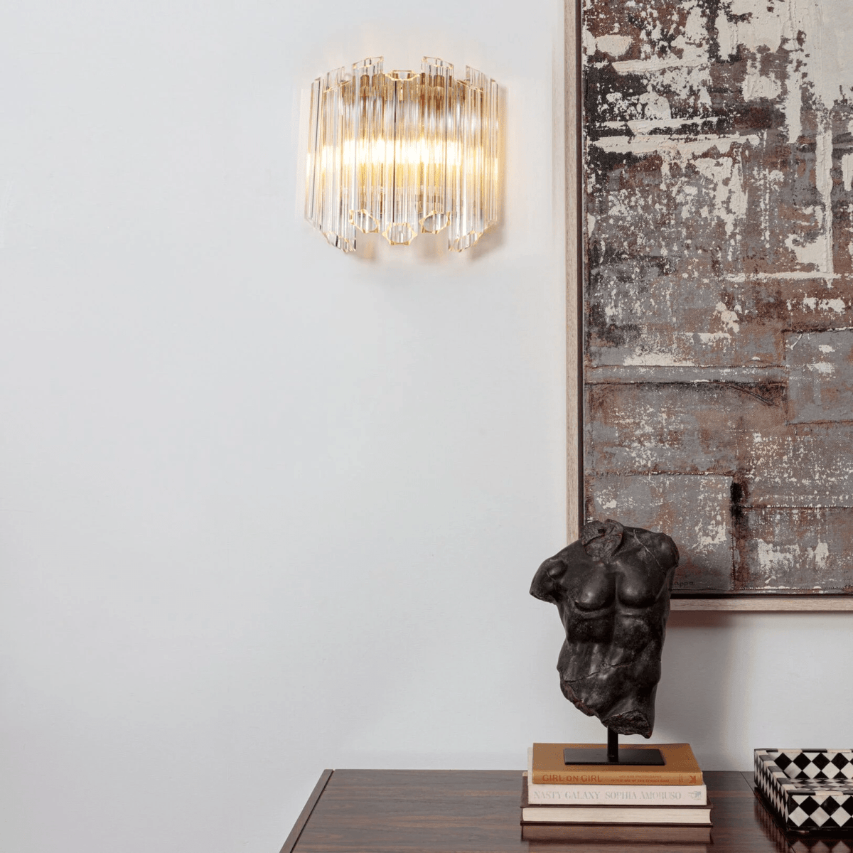 Celalaria Wall Lamp Clear Murano Glass Tube Cascade