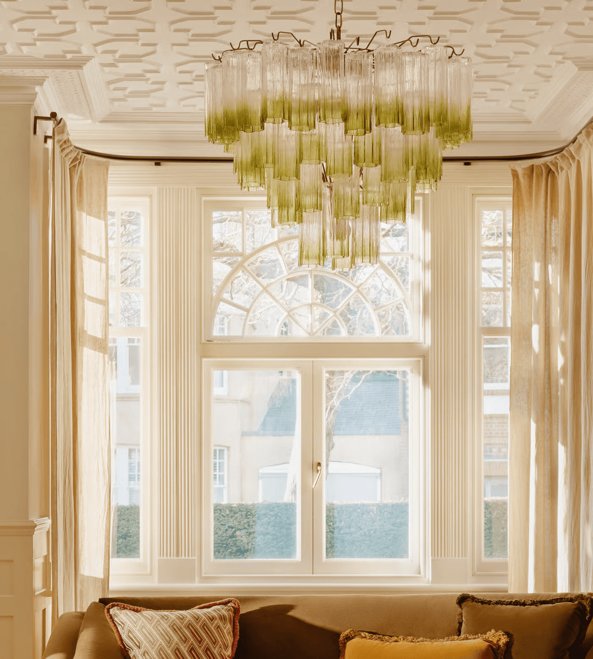 Celeira Chandelier Murano Glass Tiered Green