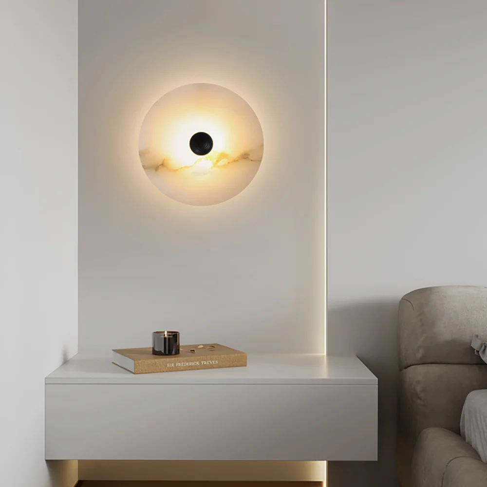 Selene Minimalist Alabaster Ceiling Light