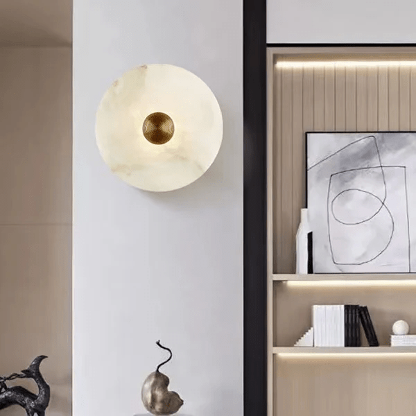 Selene Minimalist Alabaster Ceiling Light