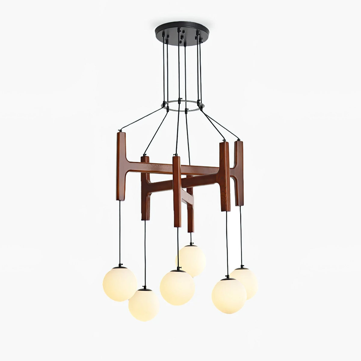 Xylocube Geometric Wood Globe Pendant Light