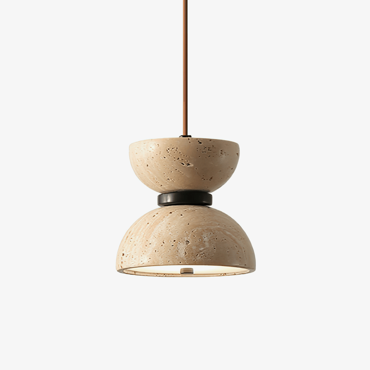 Tersus Travertine Hourglass Pendant Light Double-dome