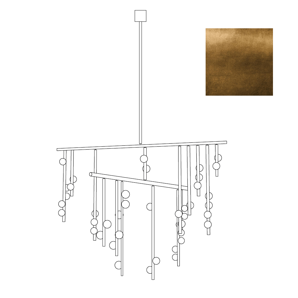 Yieli Brass Glass Drop Chandelier