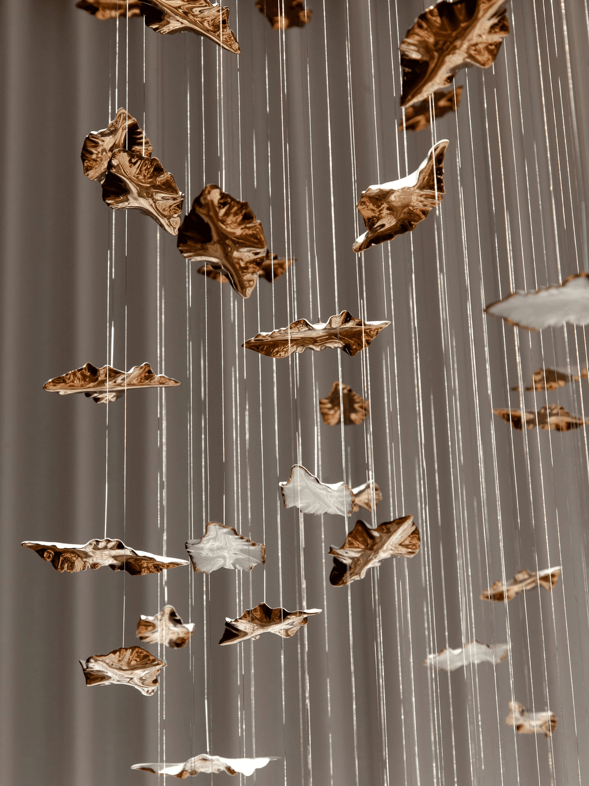 Fiva Leaf Twisted Sculptural Chandelier