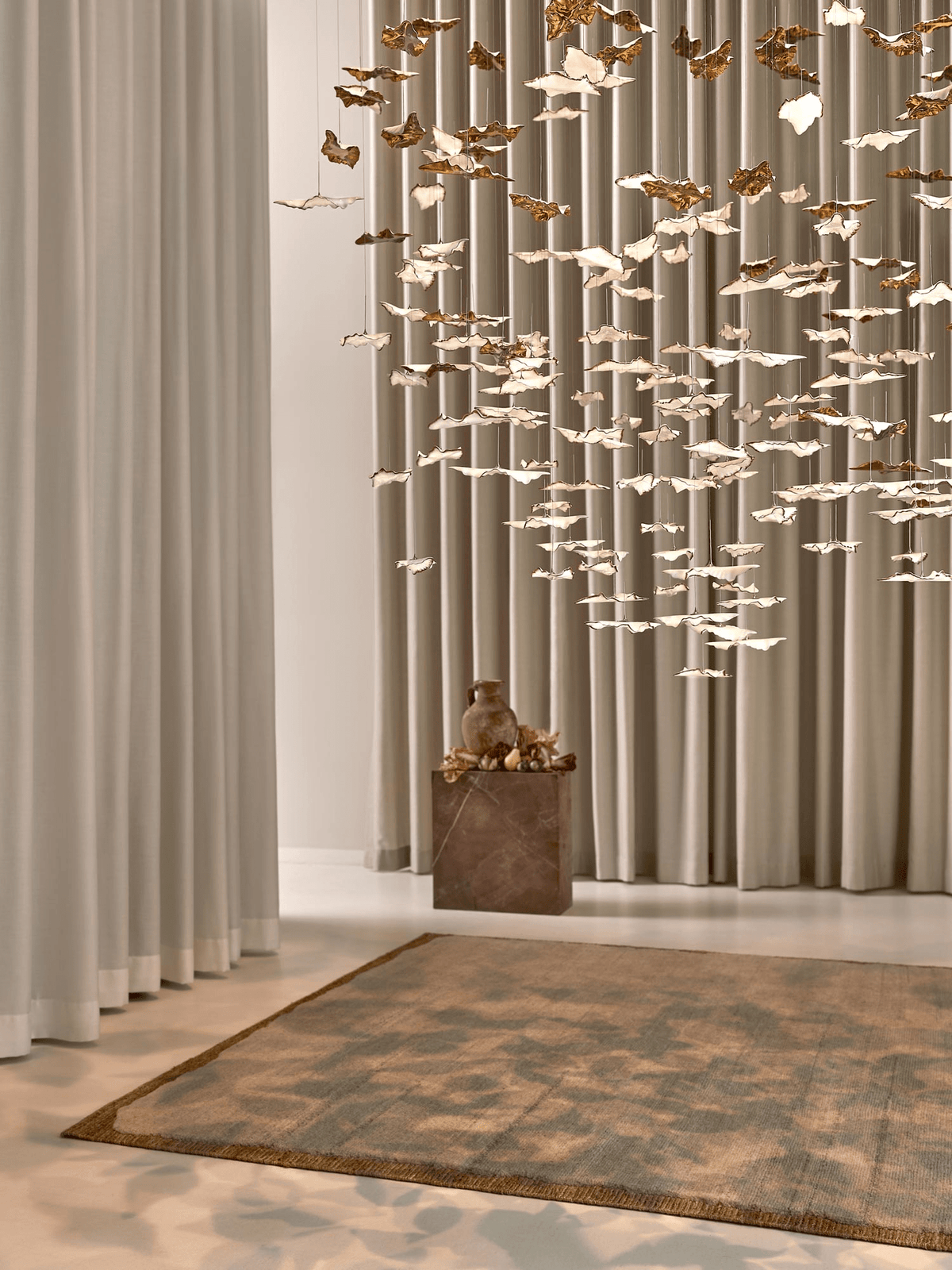 Fiva Leaf Twisted Sculptural Chandelier