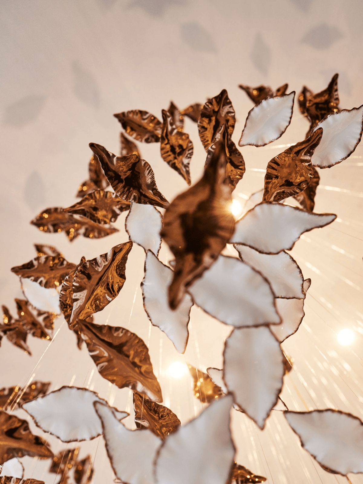 Fiva Leaf Twisted Sculptural Chandelier