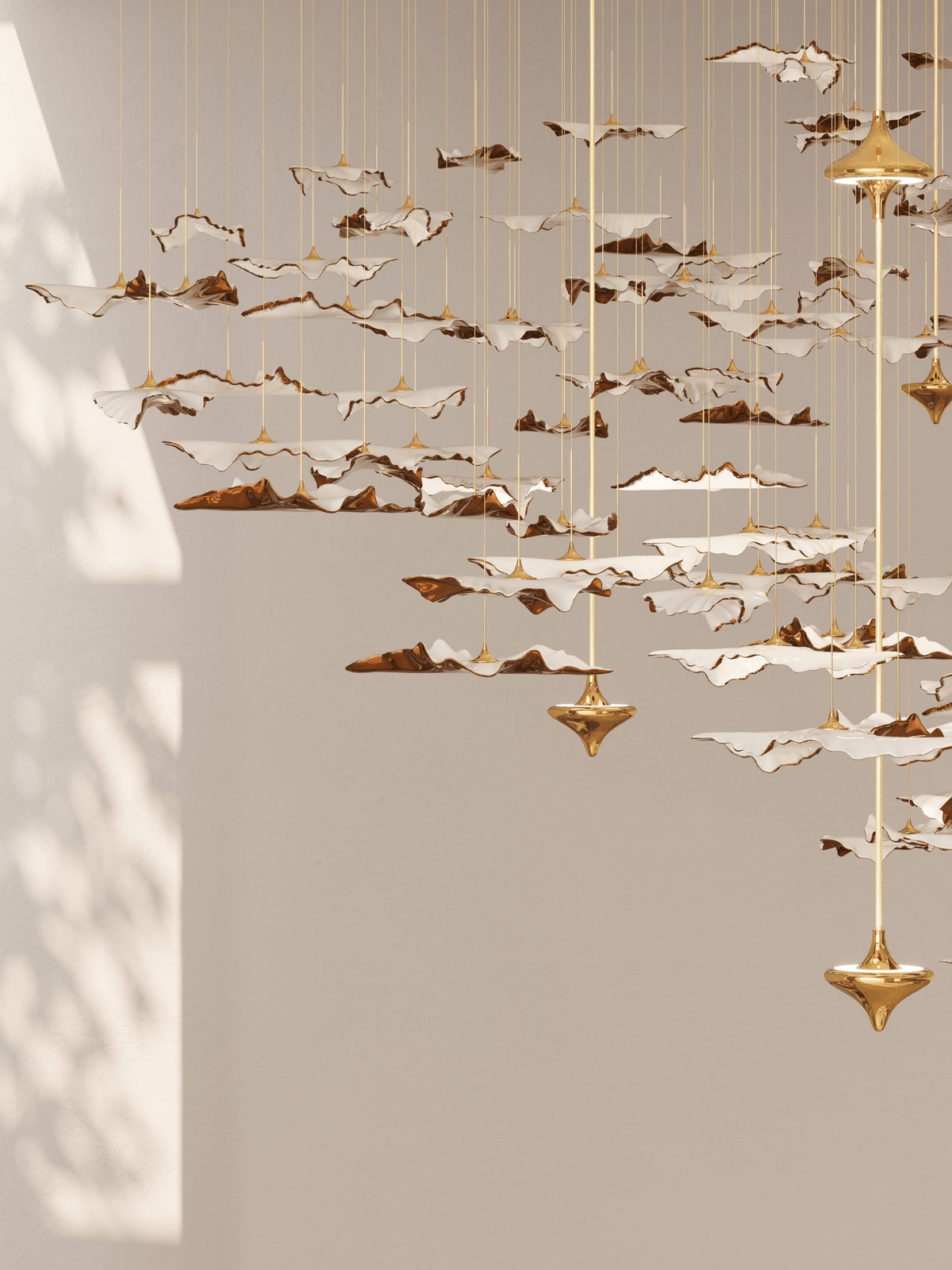 Fiva Leaf Twisted Sculptural Chandelier