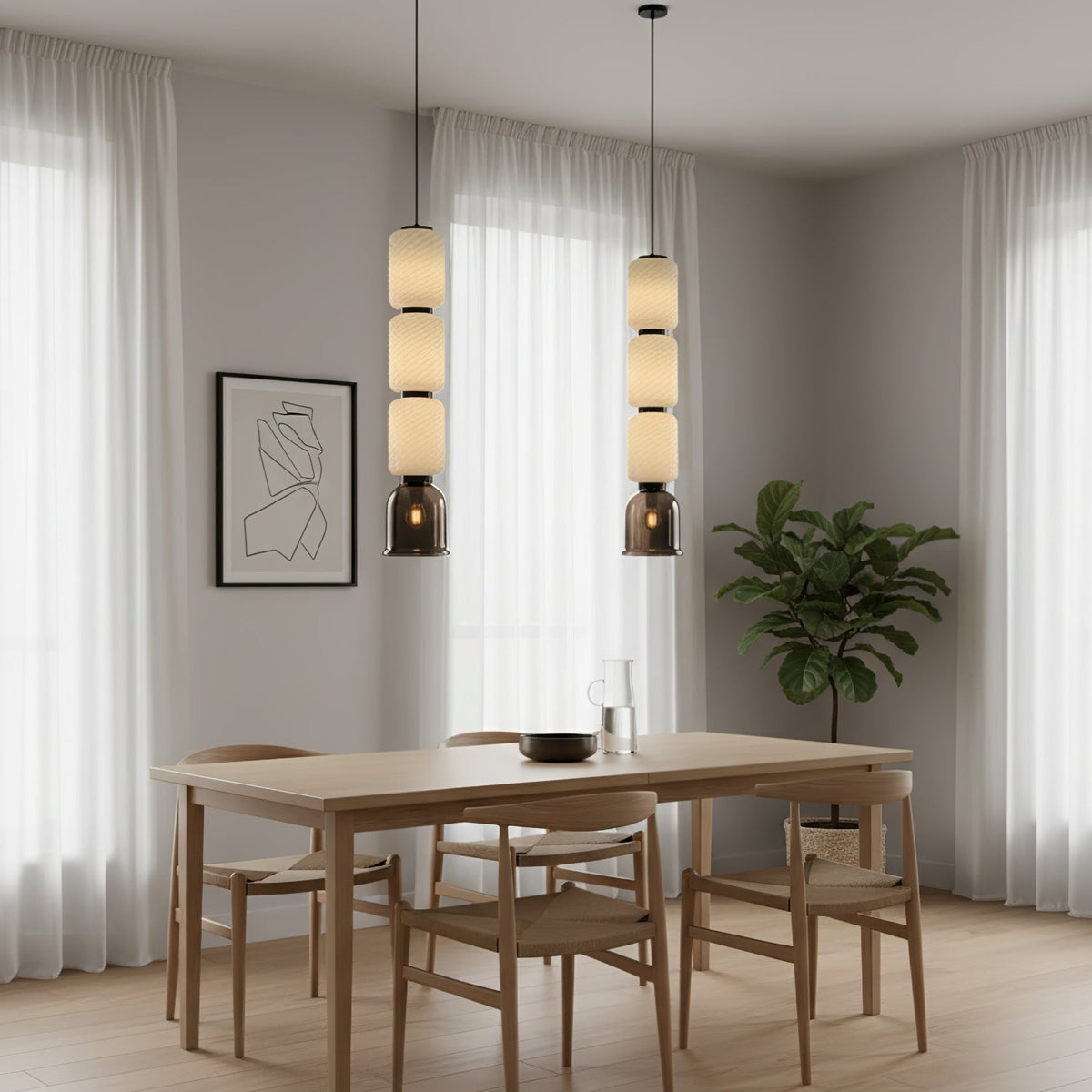 Calveris Textured Layered Glass Pendant Light