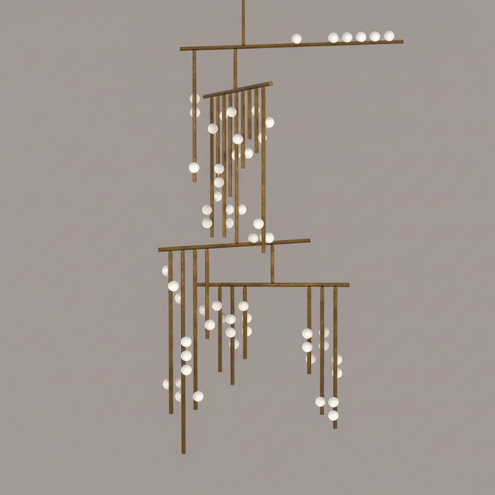 Yieli Brass Glass Drop Chandelier