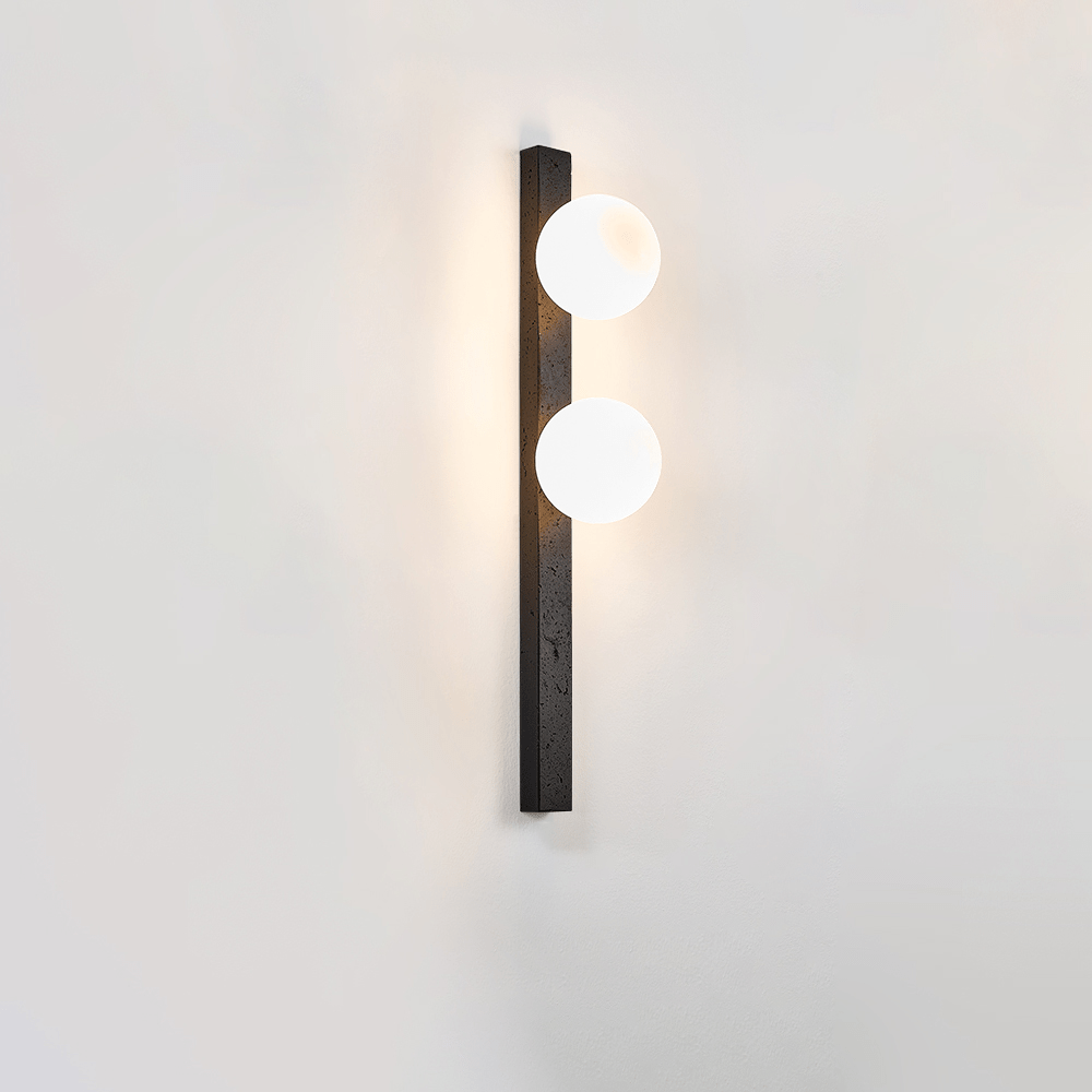 Zoshaira Globe Black Travertine Wall Sconce