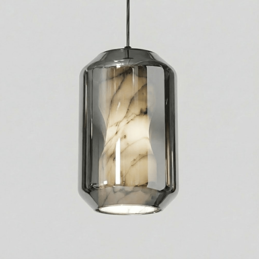 Yikia Alabaster Glass Cylinder Pendant Light