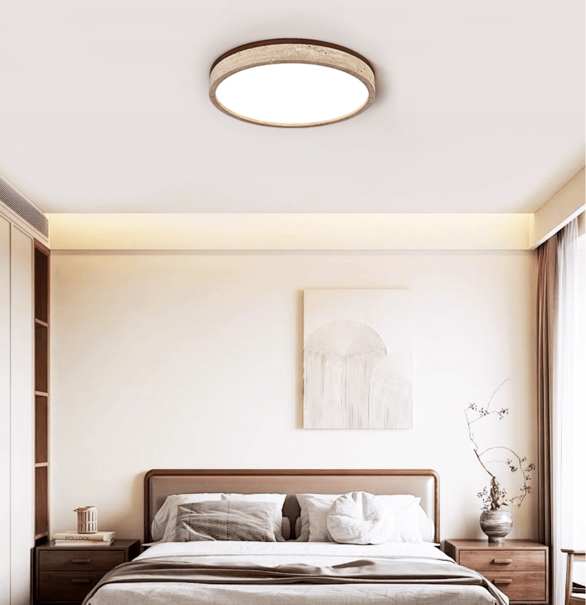 Xoan Glowly Travertine Halo Round Ceiling Lamp