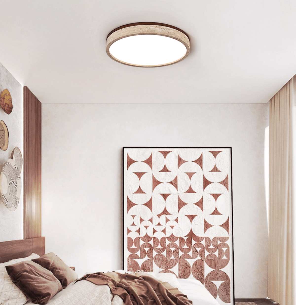Xoan Glowly Travertine Halo Round Ceiling Lamp
