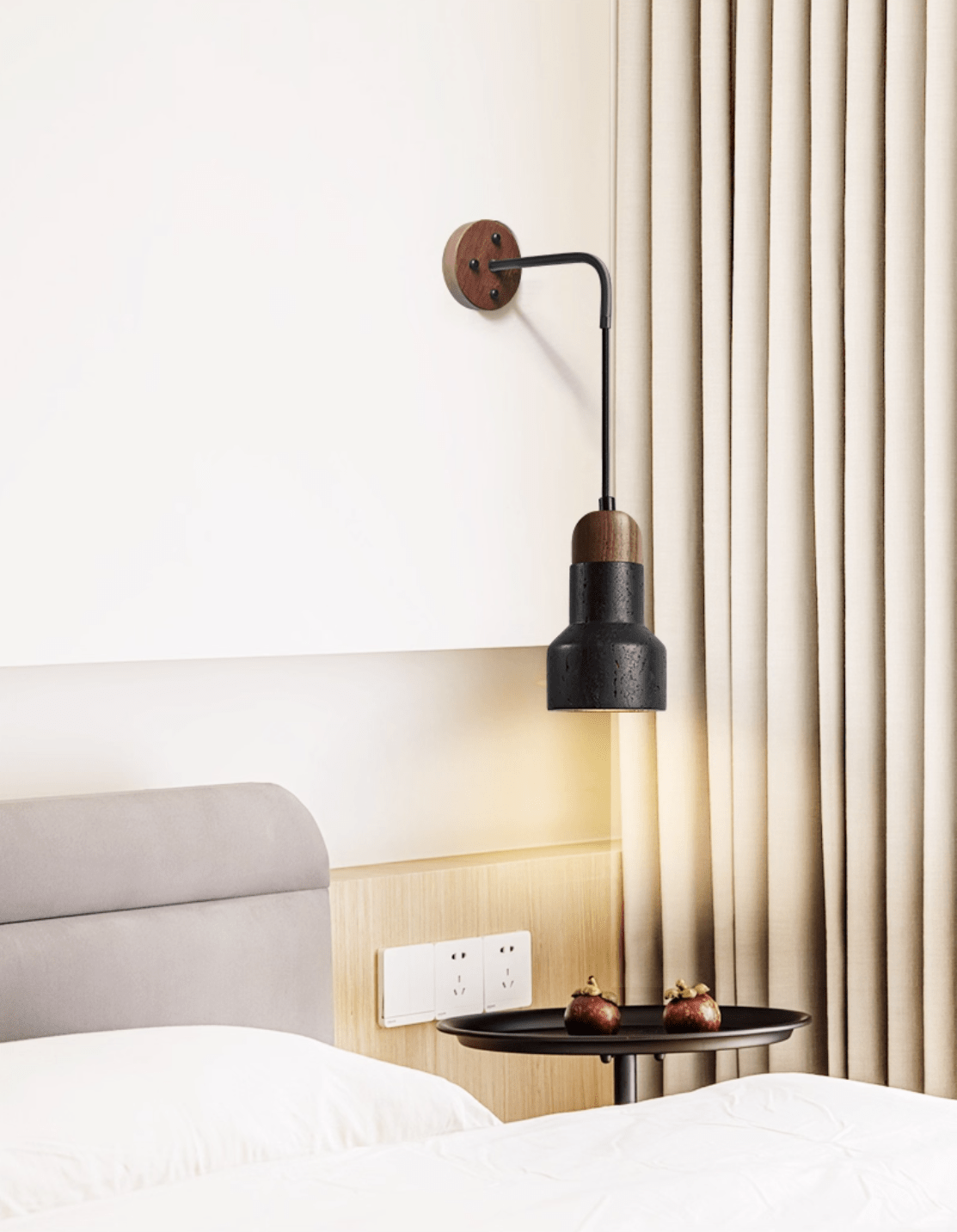 Alcarion Vintage Black Travertine Rope Wall Lamp