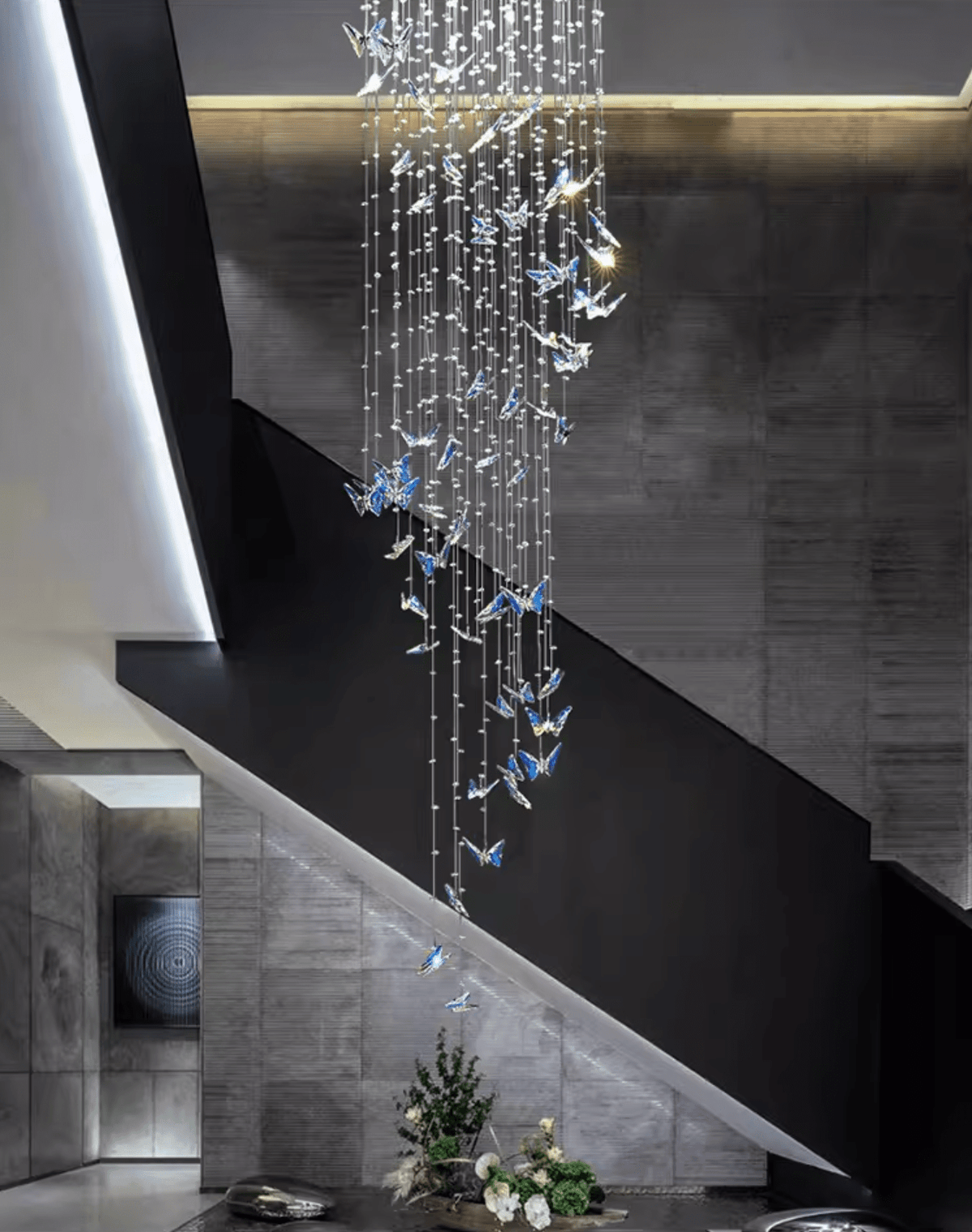 Volans Butterfly Crystal Glass Chandelier