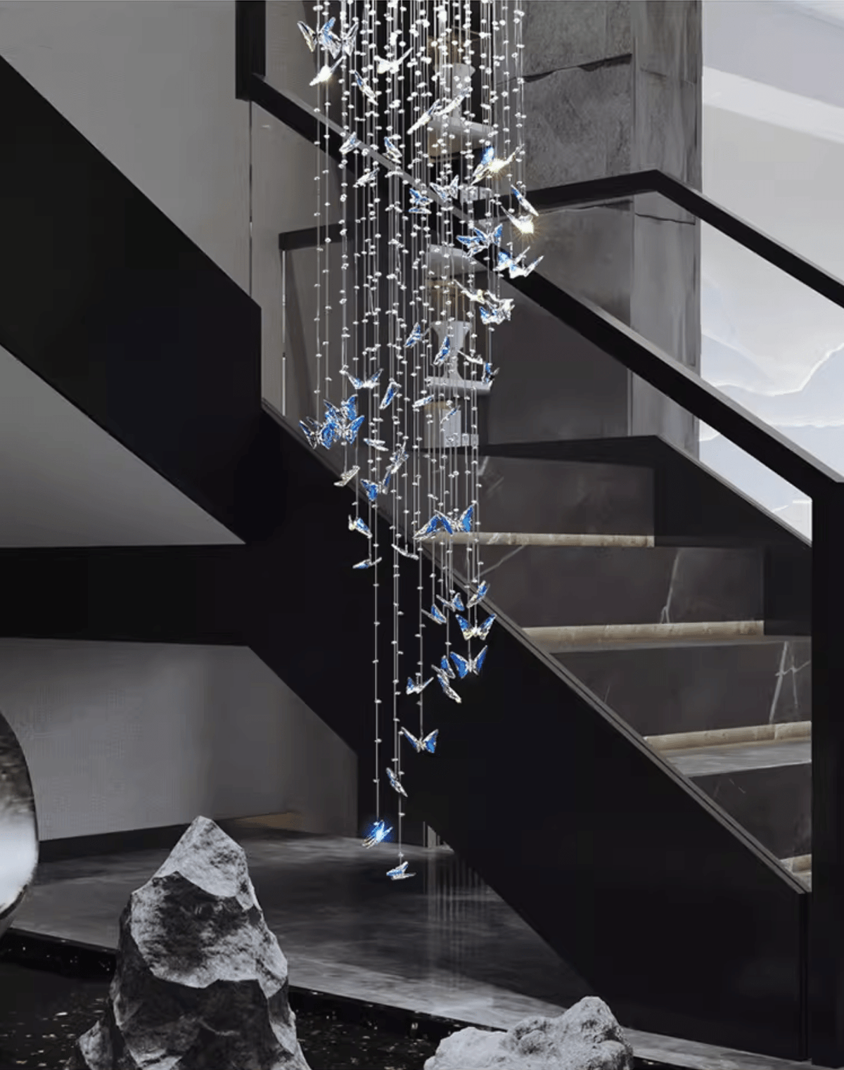 Volans Butterfly Crystal Glass Chandelier