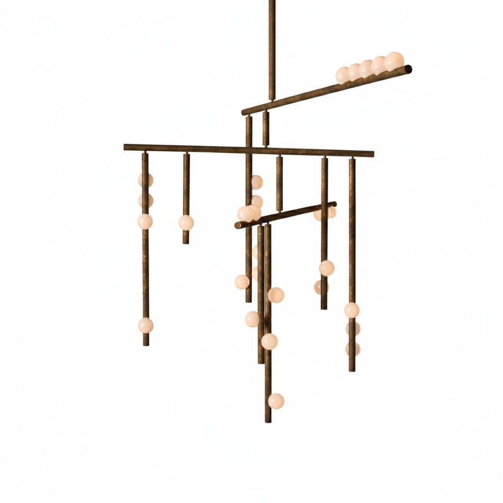 Yieli Brass Glass Drop Chandelier