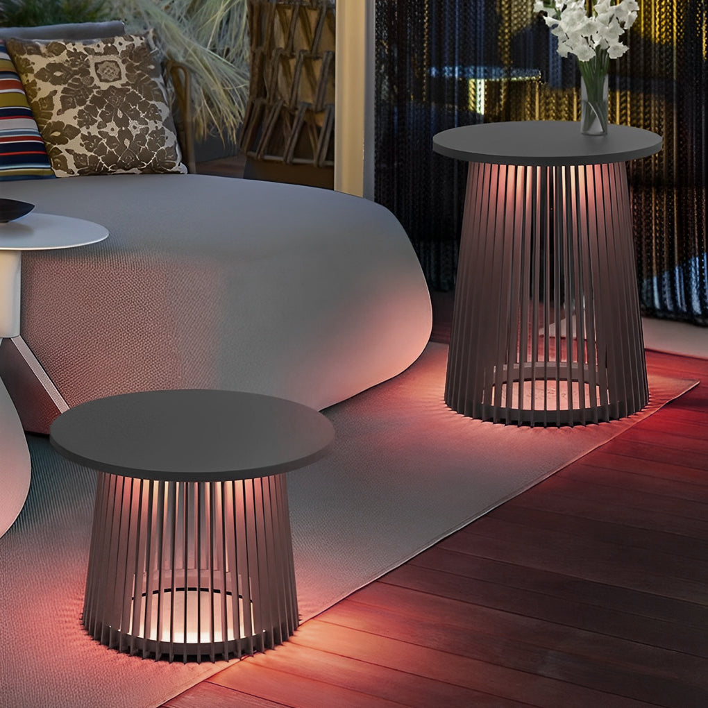 Waterproof Round Iron Cage Table RGB 16 Colors Solar Outdoor Lanterns - Lamp Outdoor