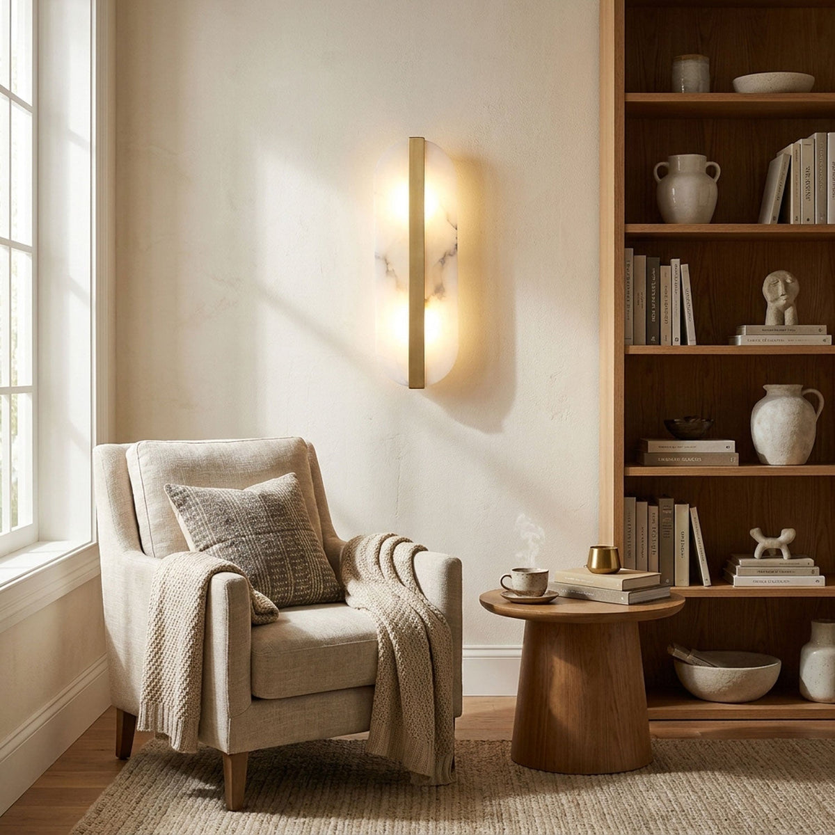 Hekel Long Ellipse Alabaster Indoor Wall Light