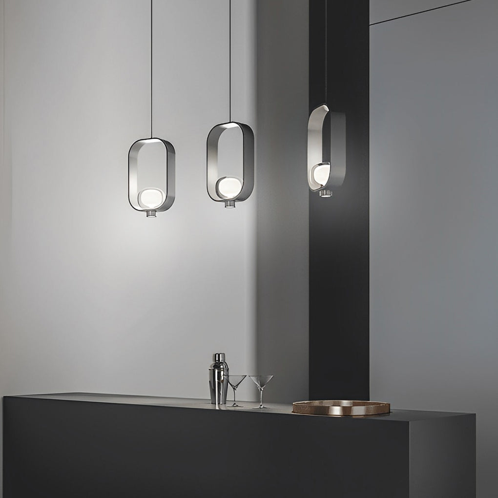 Rounded Rectangular Creative Electroplated Iron Glass Nordic Pendant Lights - Lamp Outdoor
