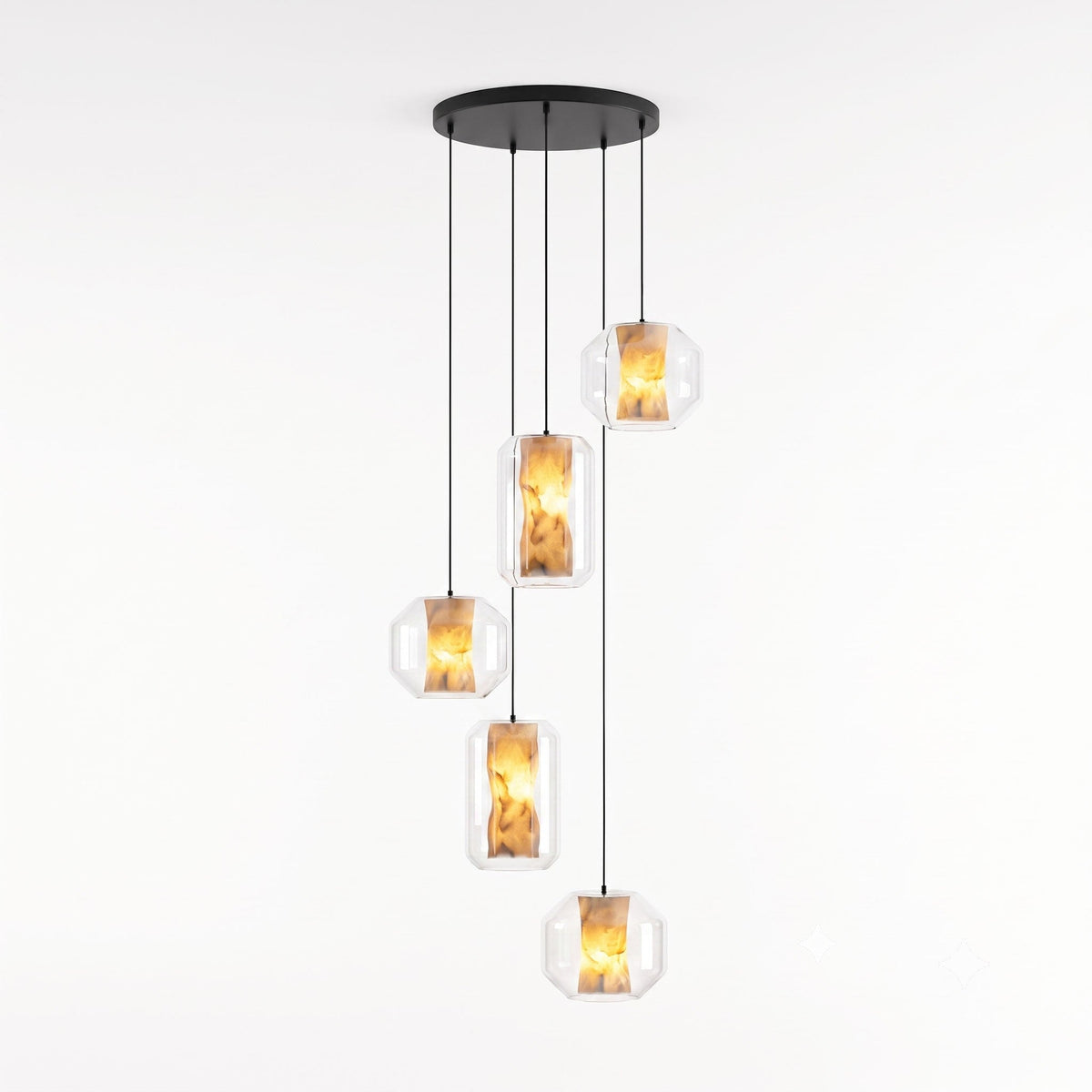 Yikia Alabaster Glass Cylinder Pendant Light