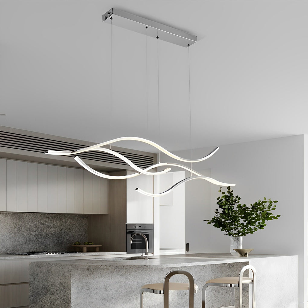 Wave Linear Hanging Branch Chandelier LED Island Ceiling Lights - Lamp Outdoor