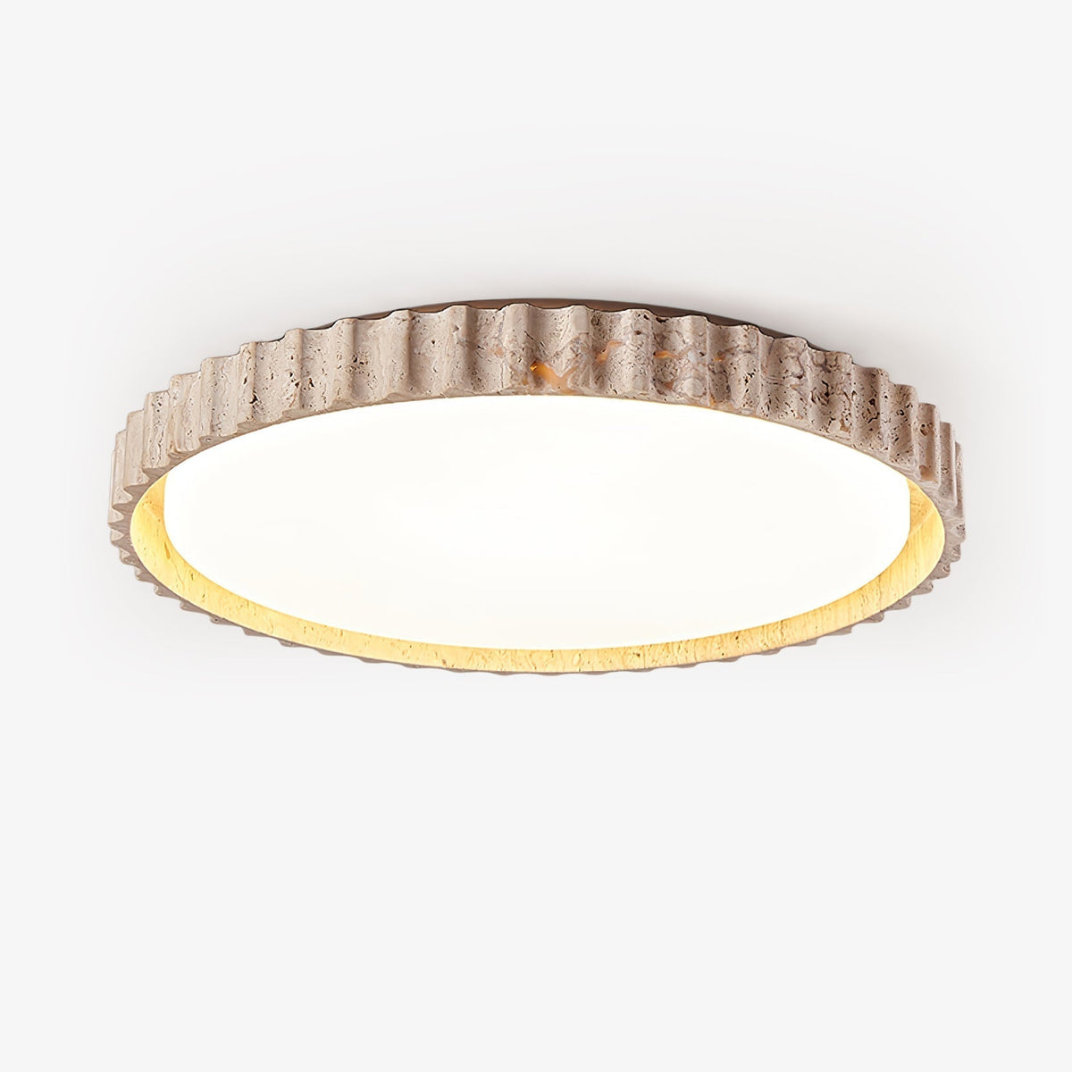 Obsidian Fluted Ring Travertine Ceiling Light