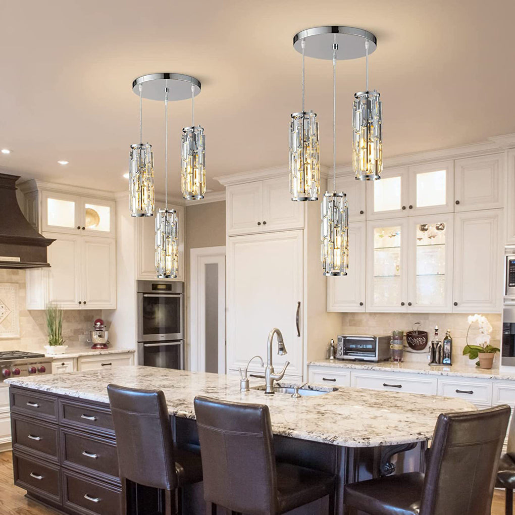 1 Pc Creative Iron Crystal Glass Industrial Style Chandelier Pendant Lights - Lamp Outdoor