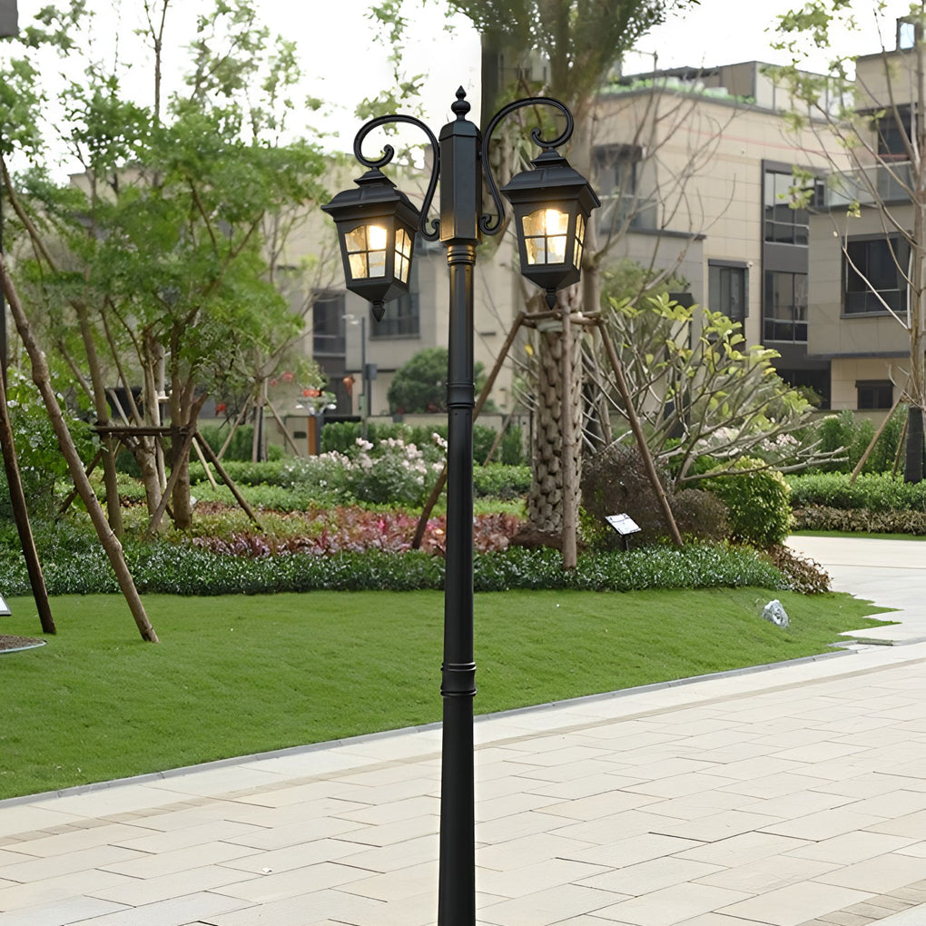 2 Lights Waterproof Black European Style Outdoor Pole Lights Public Lighting - Lamp Outdoor