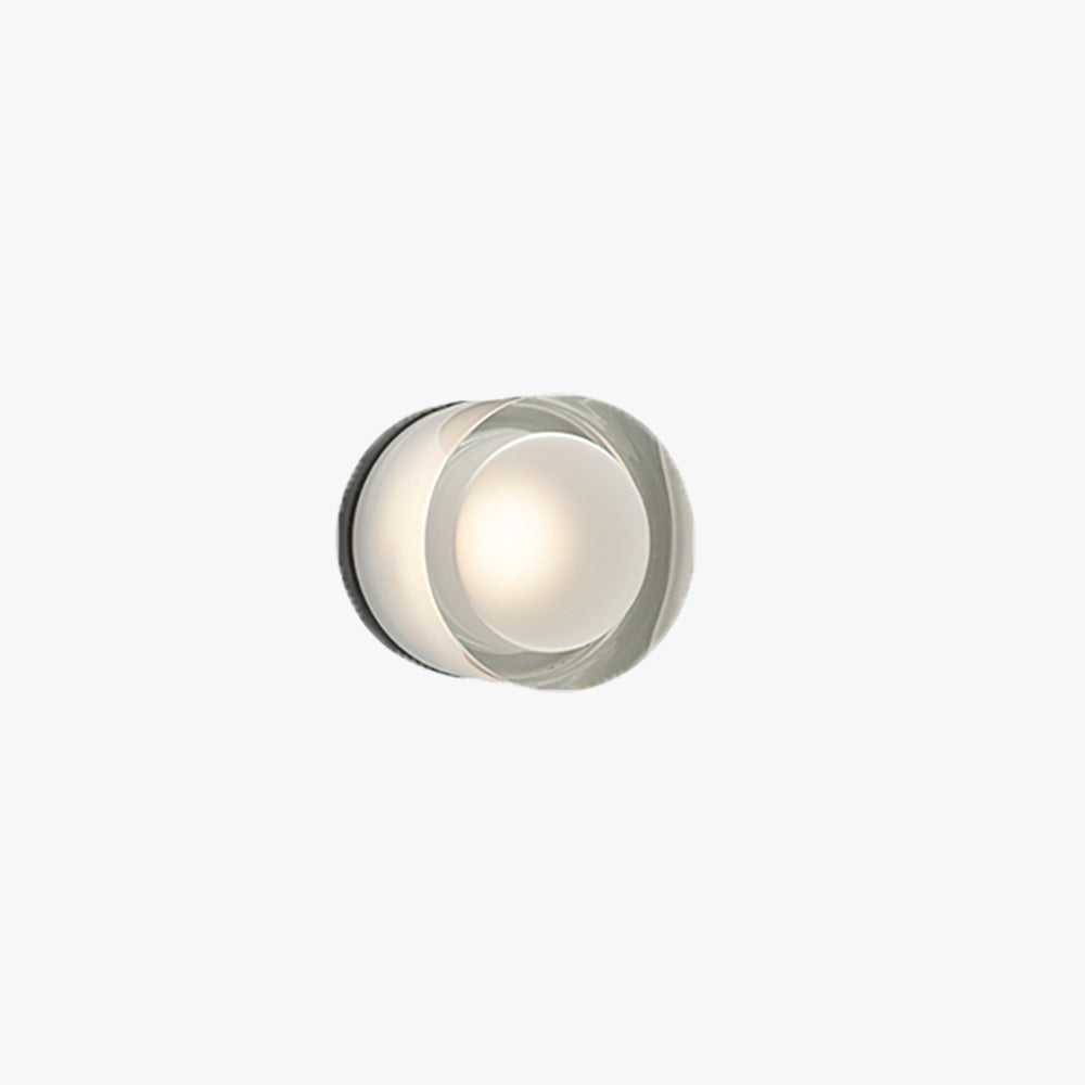 Valentina Modern Mini Drum Metal/Acrylic Outdoor Wall Lamp, Transparent - Lamp Outdoor